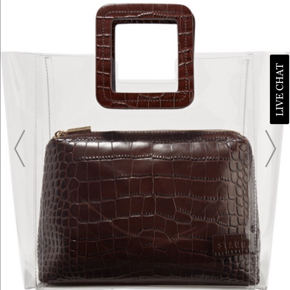 STAUD Shirley PVC and croc-effect leather tote
